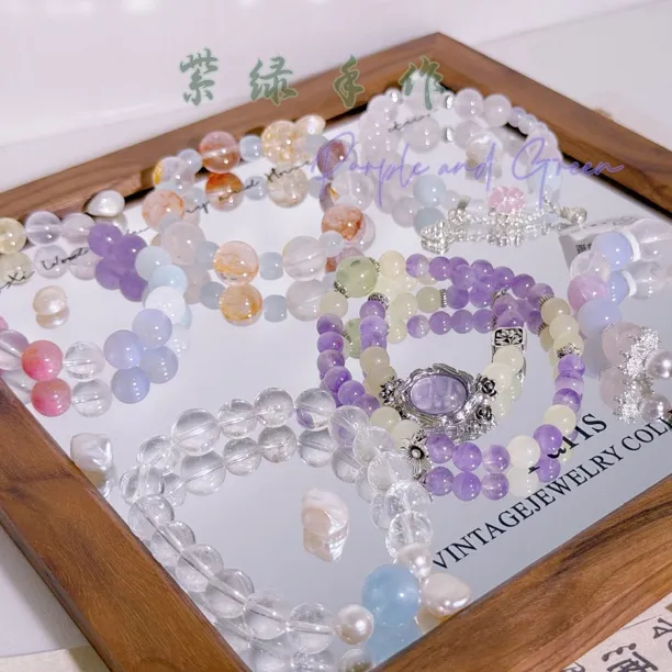 【紫绿手作】福利款diy水晶手串 多样性随机发默认微瑕
