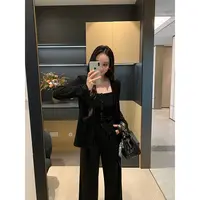 XINYI【魅力磁场】秋季针织绒感开衫+吊带+长裤套装女X625A15742