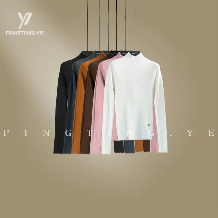 PINGTING.YE“羊毛”半高领纯色简约修身打底针织衫PT5083