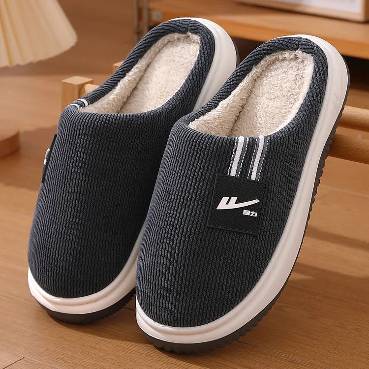 回力防臭男士棉拖鞋男款冬季室内家居厚底保暖不臭脚毛拖鞋男士
