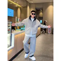 YULE语乐 5828/6270高克重拼色休闲套装秋冬连帽卫衣外套阔腿卫裤