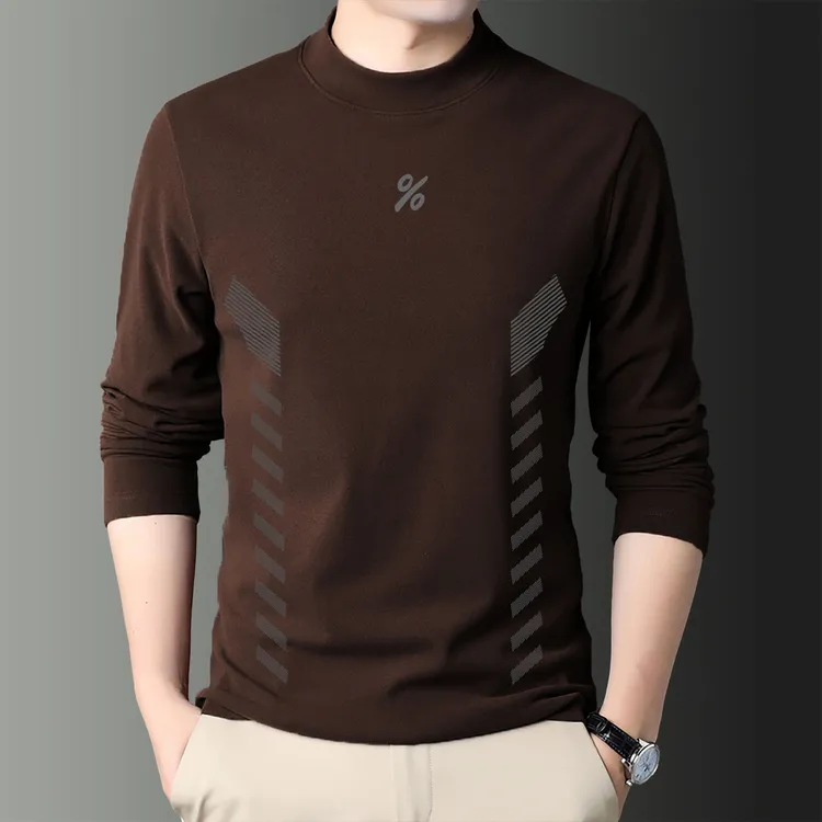 保暖半高领打底衫男士秋冬款新款德绒加厚修身高级感内搭长袖T恤