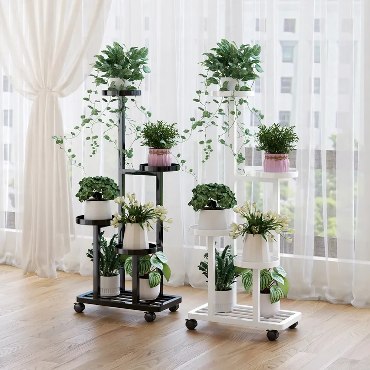花架子客厅落地式植物多肉花盆托架铁艺多层可移动花架置物架阳台