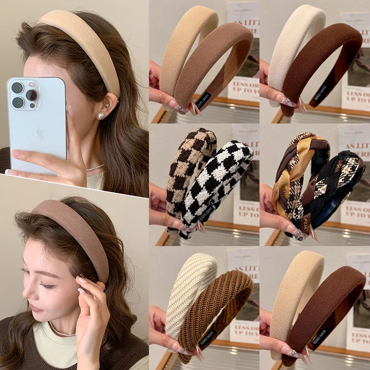 秋冬咖色发箍头窟女高级感洋气时尚头箍高颅顶压发不勒头发卡头饰