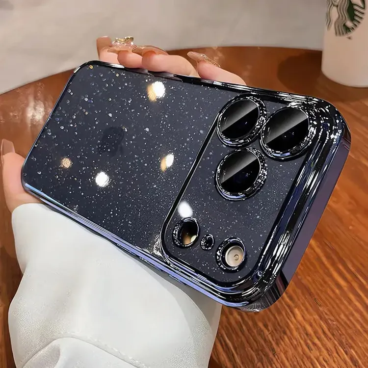 自带镜头保护闪粉壳适用苹果17pro手机壳16PULS电镀15/14/13奢华