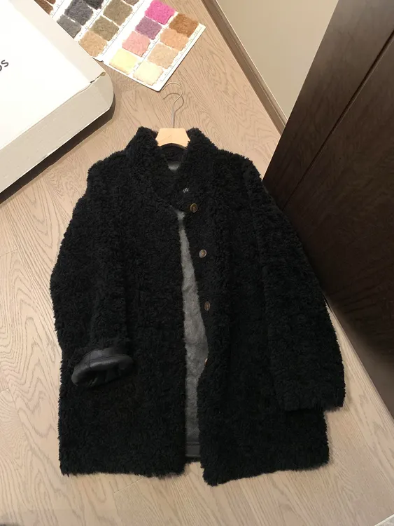 奶fufu羊羔绒外套女黑灰新款冬季韩系宽松皮毛一体中长款毛毛外套