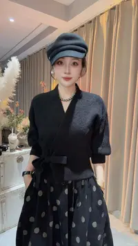 HUIHUI 韩版系带针织开衫·