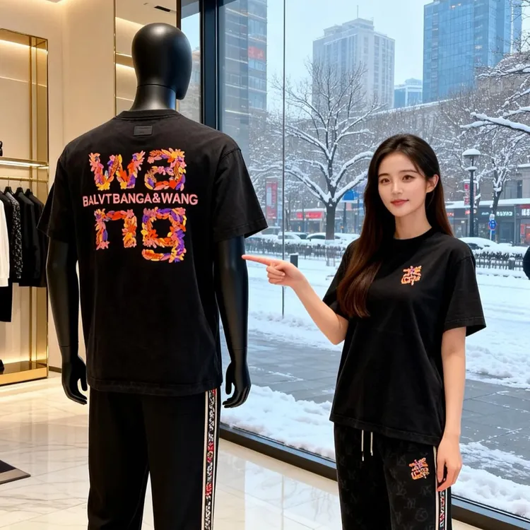 夏季新款宽松圆领纯棉短袖T恤男士潮流扎染印花休闲百搭体恤衫