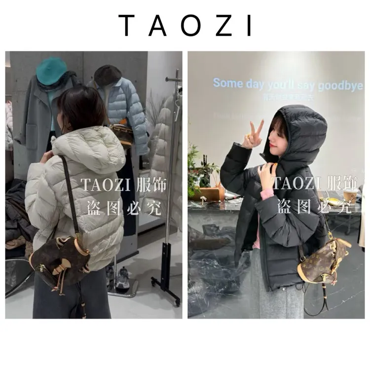 桃子自制 10021【带帽排骨】高品质90白鸭绒保暖带帽羽绒外套