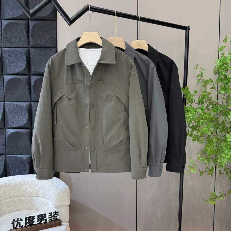 秋季翻领减龄夹克男士上衣多口袋男韩版显瘦简约工装外套2588