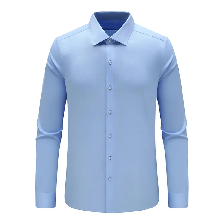 F3702恺春秋男式长袖衬衫 棉百搭商务休闲上衣免烫 浅蓝色