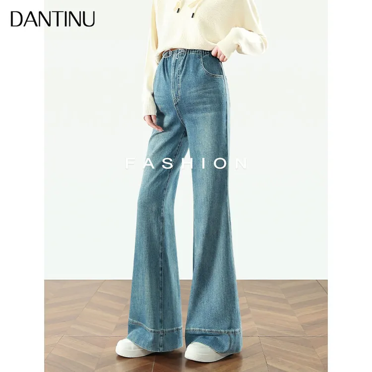 孕妇牛仔裤春秋季外穿喇叭裤2025新款大码女无托腹显瘦微喇裤春季