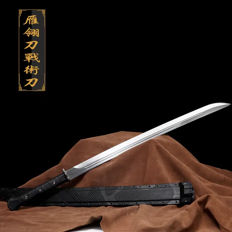 雁翎刀战术刀 I 龙泉市一体龙骨锻打轨道钢户外车载刀剑未开刃