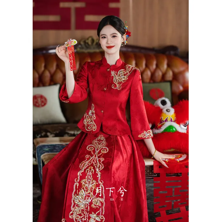 月下兮【浅梦吟】新中式红色敬酒新娘2025新款回门小个子订婚礼服