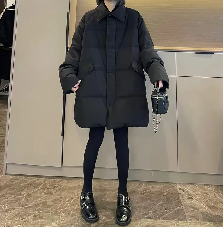 米可/MK-3056ZJ【高级感小翻领中长款羽绒服】时尚冬季新款羽绒服