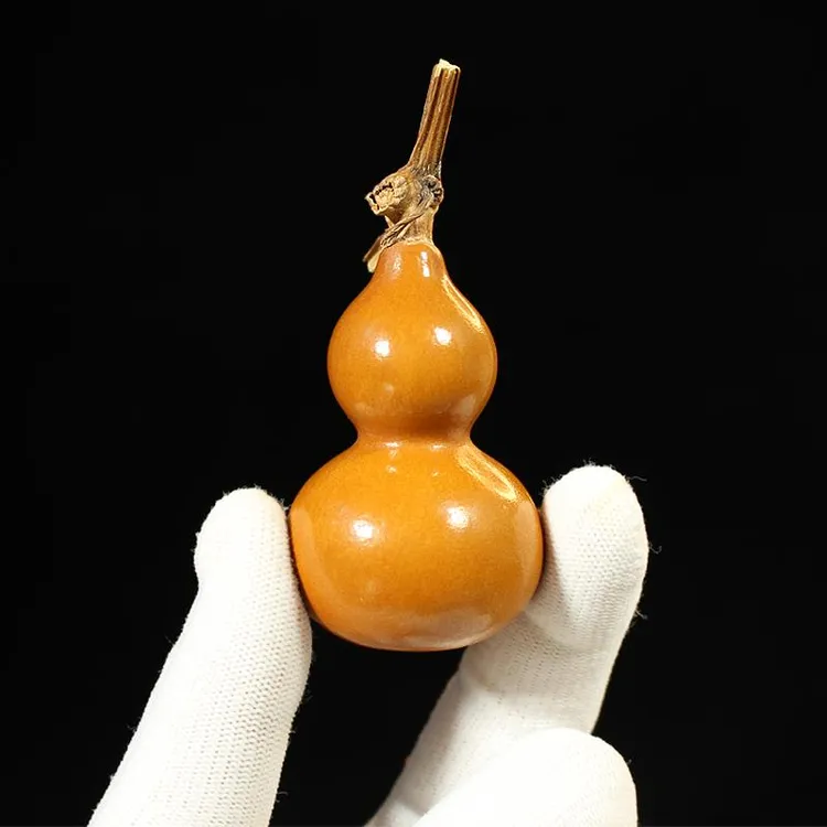 高质量手捻葫芦文玩手把件摆件天然草里金精品铁包金包浆小葫芦带