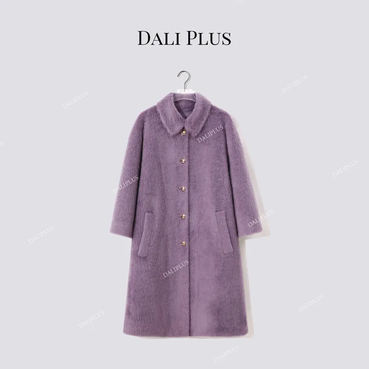 DALI PLUS“100羊毛直毛拉毛外套”长款加厚毛呢大衣-D5CH5467