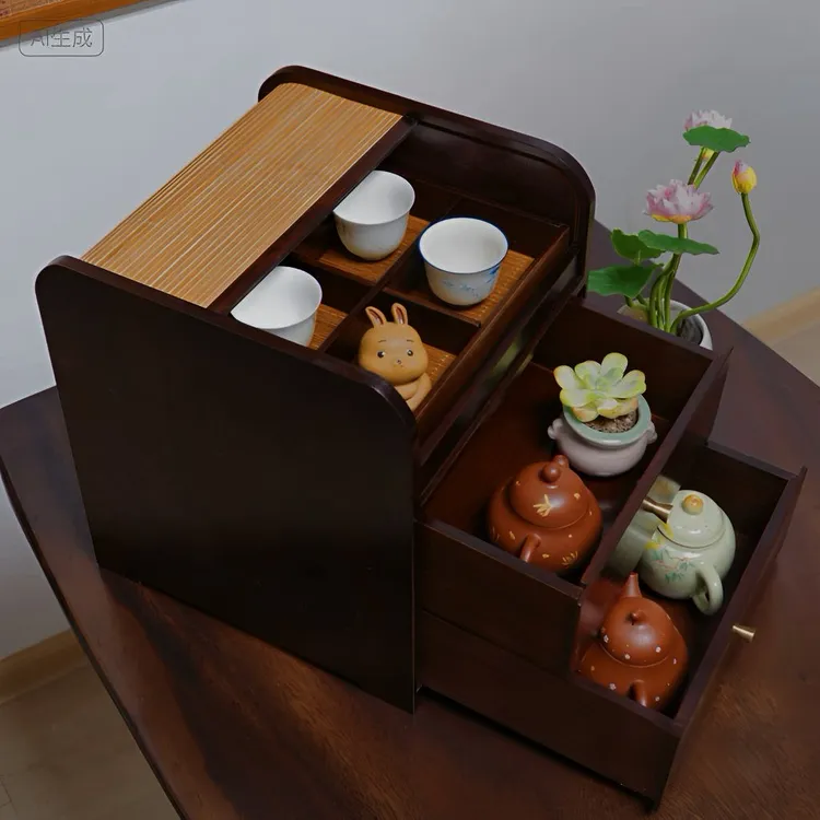 「星光」收纳柜茶水柜高山楠竹首饰盒中式家用复古国风古大容量分格