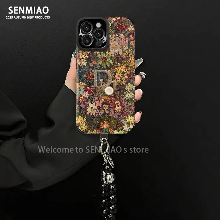 花海金属装饰适用华为mate60苹果17vivo小米oppo手链手机壳女