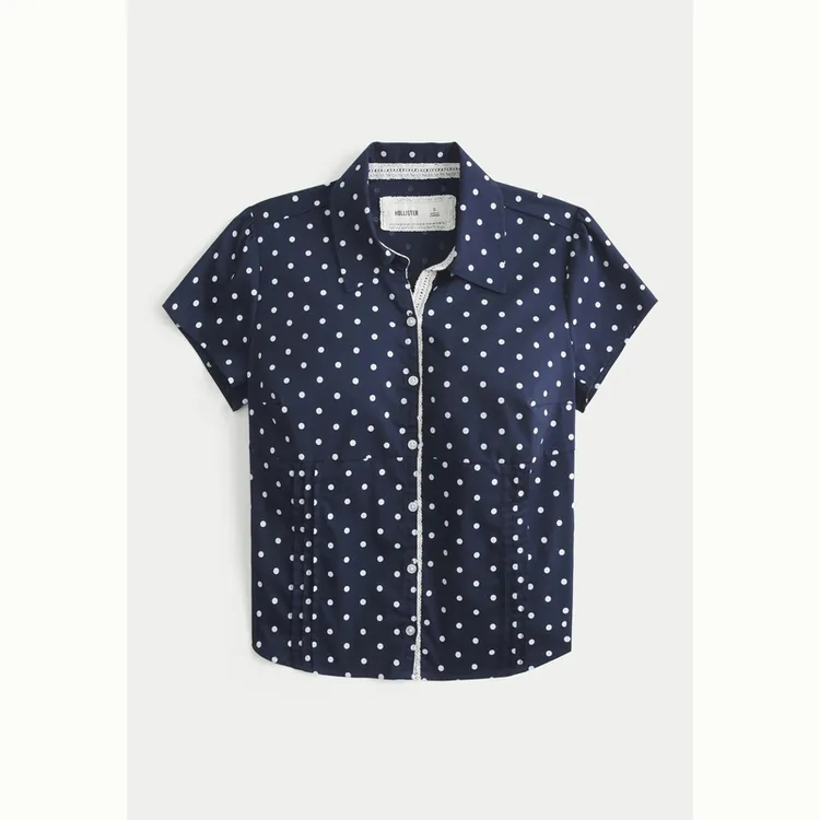 Hollister美式Y2K辣妹修身系带短袖衬衫26春季新款女装340-6066