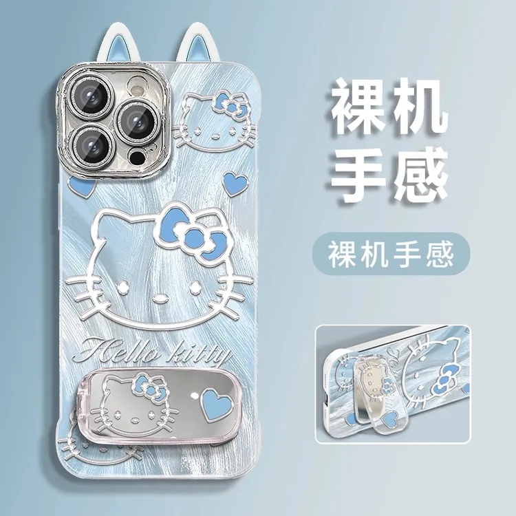 甜美喵咪适用苹果vivo华为oppo小米iPhone16羽纱无边框手机壳