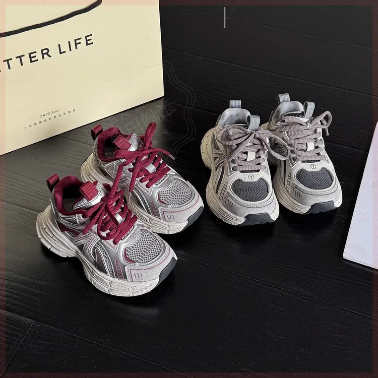 运动鞋2025春季新款透气网面女童老爹鞋轻便软底男童休闲鞋子