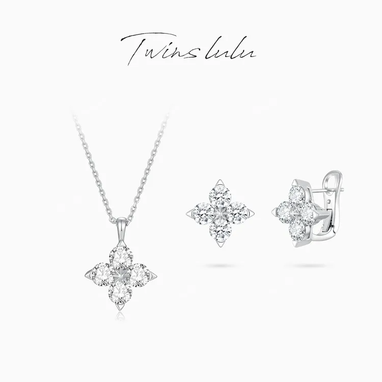 TWINS LULU 镀K金【冰川花】时尚高级感百搭四叶项链TSJ7904