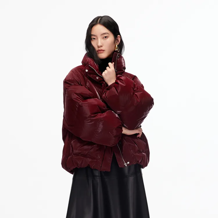 Vero Moda羽绒服女【勃艮第红】90白鸭绒立领光泽感羽绒325423024