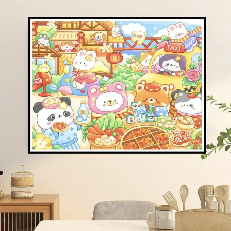 萌宠火锅 蒙娜丽莎十字绣棉线55色65×80大格满绣无勾边