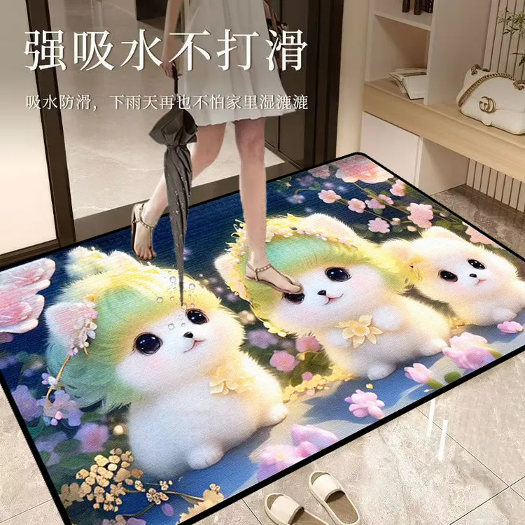 入户门垫家用亚麻浴室吸水地垫亚麻耐脏脚垫卫生间地垫厨房地毯