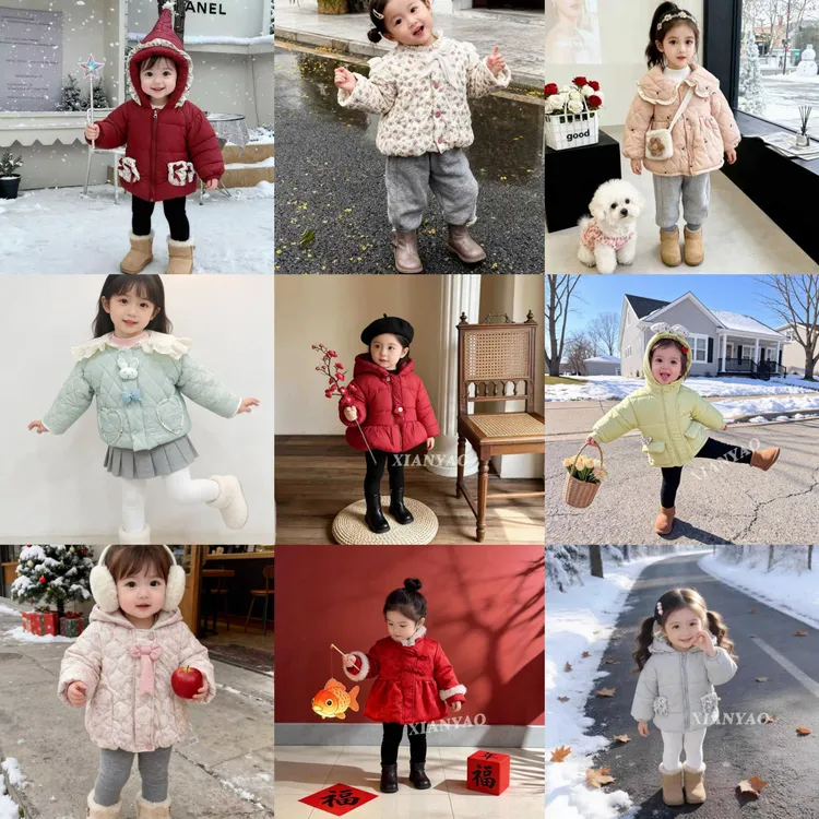 【3号链接红色拍这里】女童童装棉服组合25新冬季加厚保暖棉袄SJ-N