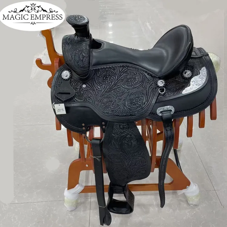 MAGIC EMPRESS 西部鞍牧场鞍 进口西部鞍 牛皮雕花骑乘鞍马术用品