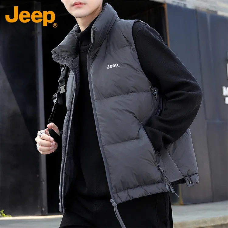 Jeep吉普羽绒马甲男士秋冬季潮流青年百搭宽松立领保暖防风外套男