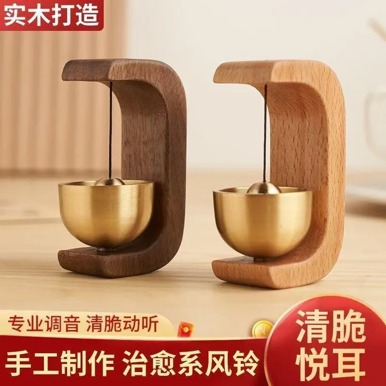 家用多巴胺门铃木质风铃吸门式入户进门提醒挂件门铃铛门撞铃挂饰