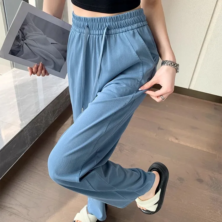 天丝牛仔阔腿裤女2025夏季薄款潮流高腰垂感不贴腿显瘦休闲直筒裤