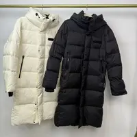 YR112时尚连帽百搭宽松型休闲保暖拉链长款羽绒服