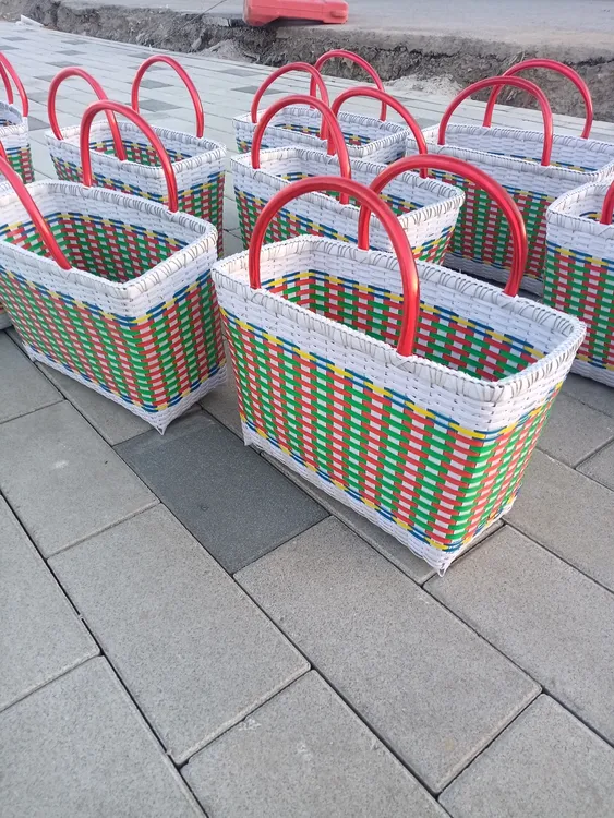 手工编织篮子菜篮子家用手提农村塑料野餐洗澡购物篮收纳买菜提篮