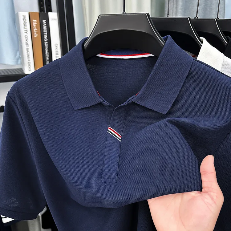 男士衣服翻领2025新款夏季高档男士短袖T恤polo衫商务休闲男装