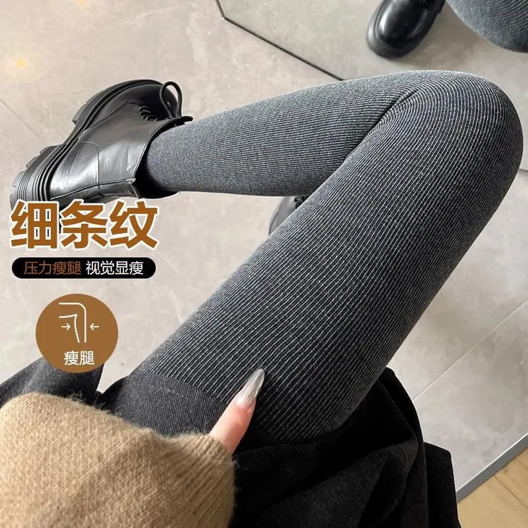 加绒加厚运动打底裤女大码胖秋冬外穿保暖棉裤踩脚连裤袜瑜伽裤