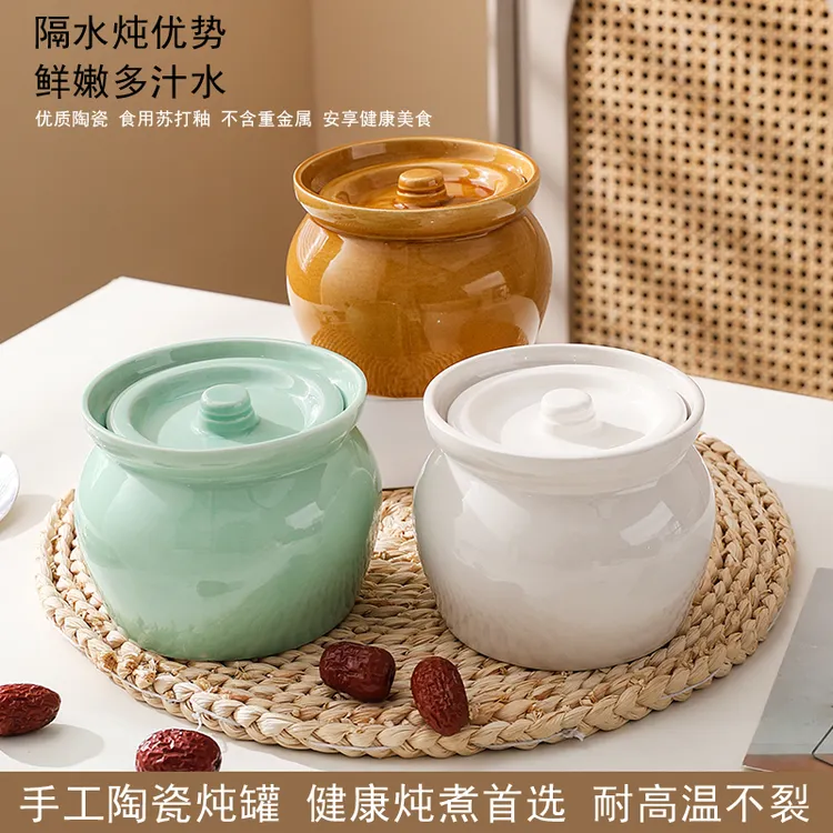 瓦罐煨汤炖盅家用商用隔水炖一人蒸蛋带盖炖罐沙县小吃陶瓷煲汤罐商品图