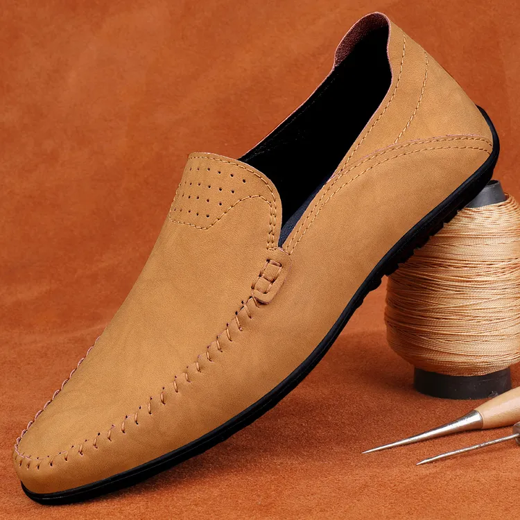 豆豆鞋男款软皮软底一脚蹬休闲鞋通勤透气轻质男鞋复古男士皮鞋子
