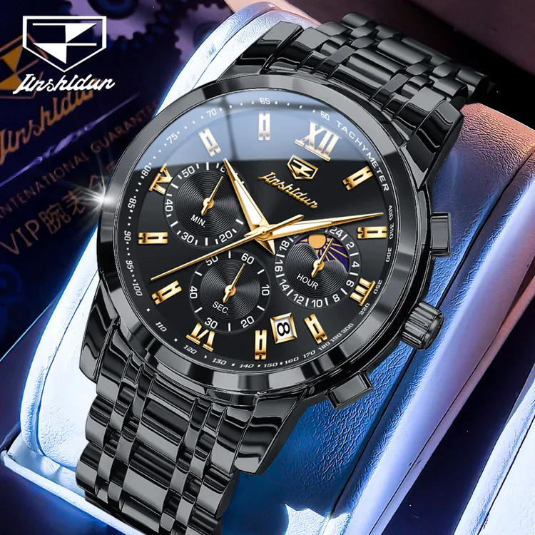 金仕盾经典超薄百搭多功能高档黑武士潮流石英男手表8985男士