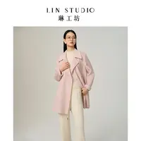 【骆驼绒+绵羊毛】琳工坊轻罗粉色大衣气质保暖秋冬腔调穿搭唐琳