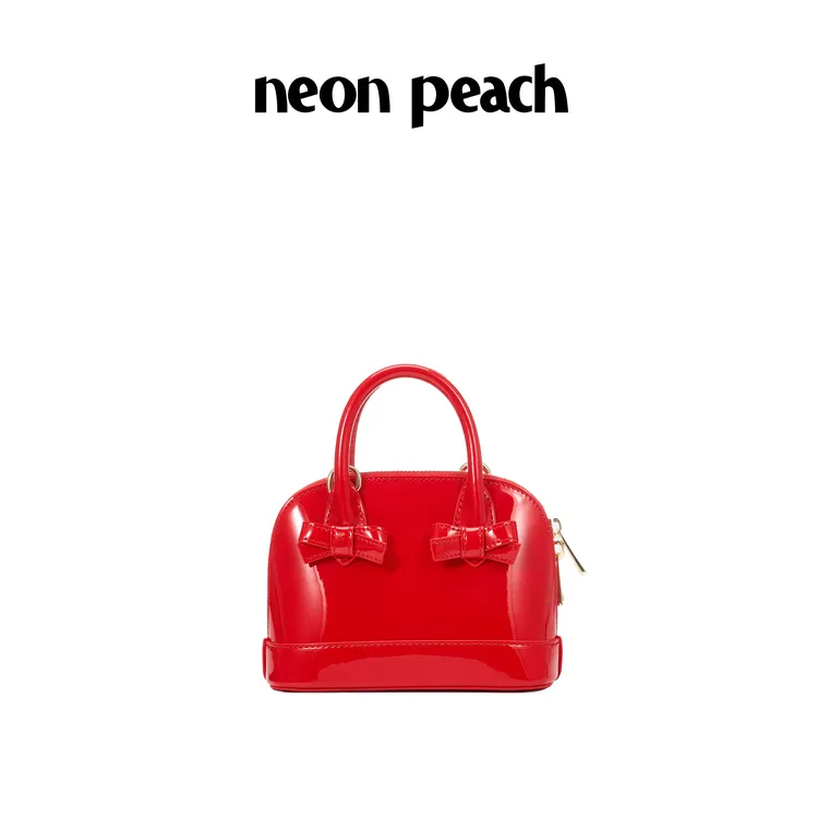 NEON PEACH OFFICE 原创设计圣诞新年红蝴蝶结贝壳包
