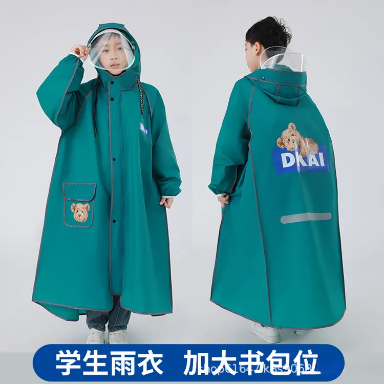 赛杉雨衣男女款防水全身大童上学专用小学初中生带书包位小孩雨披