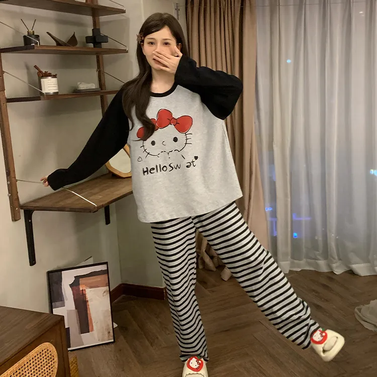 2025年睡衣女春秋季新款学生可爱韩系卡通少女可外穿秋季薄款套装