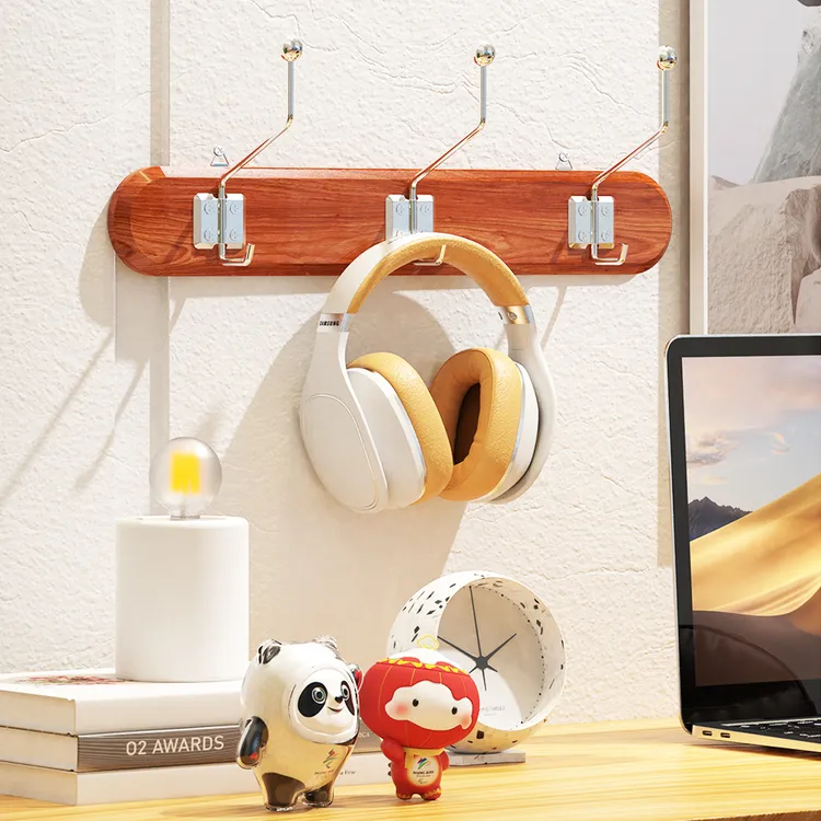 中古实木入户高端档挂钩钥匙衣领复古墙壁粘免打孔玄关门后帽收纳