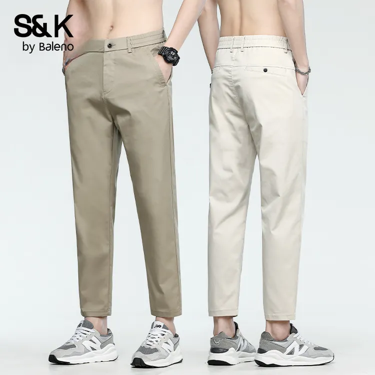 班尼路2025新款夏季休闲九分裤男士休闲裤潮流修身直筒冰丝小脚裤