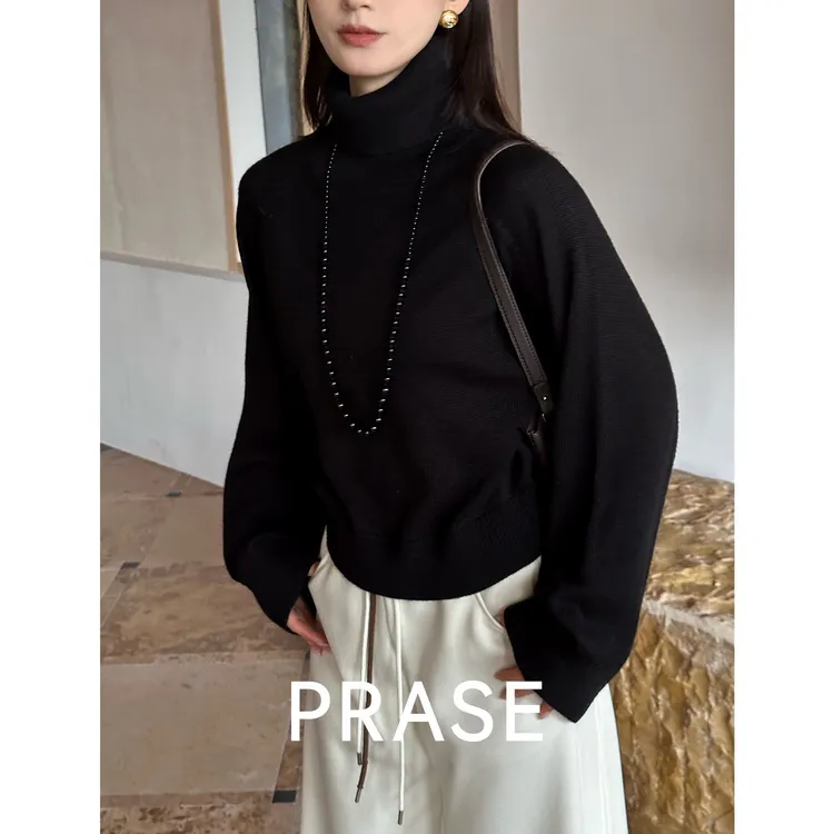 PRASE·噜【独白时光】绵羊毛时尚冬套头宽松显瘦高领毛衣女PR510B65