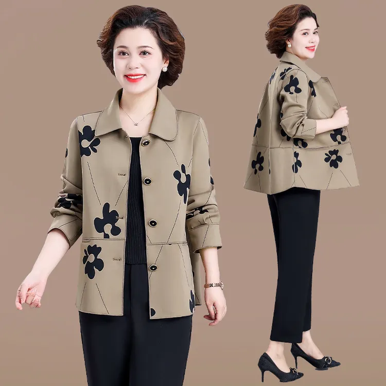 中年妈妈外套春秋高贵洋气中老年女装2025新款阔太太时尚夹克上衣